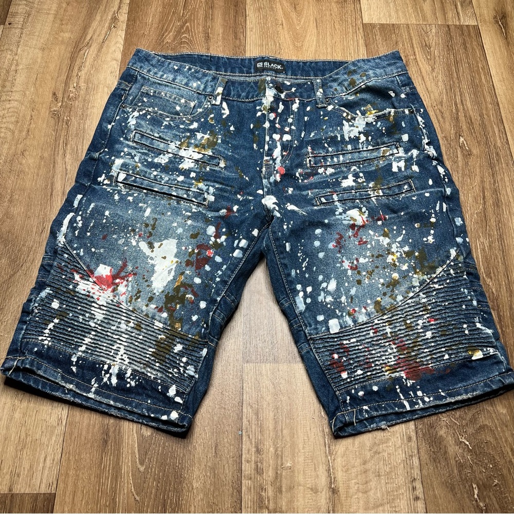 CJ Black Premium Mens/teenagers Distressed Jean Shorts sz 32 Ripped Frayed EUC